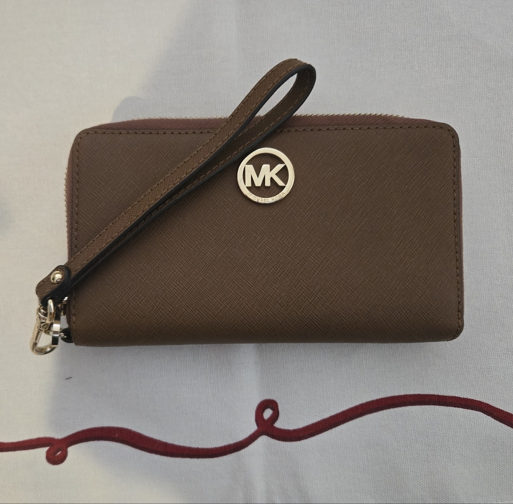 Brown MK Wristlet Wallet